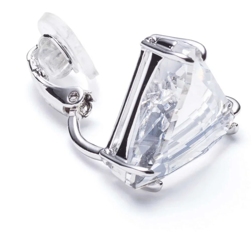 Swarovski Mesmera Clip Earring Single Triangle Cut White Rhodium Plated NIB